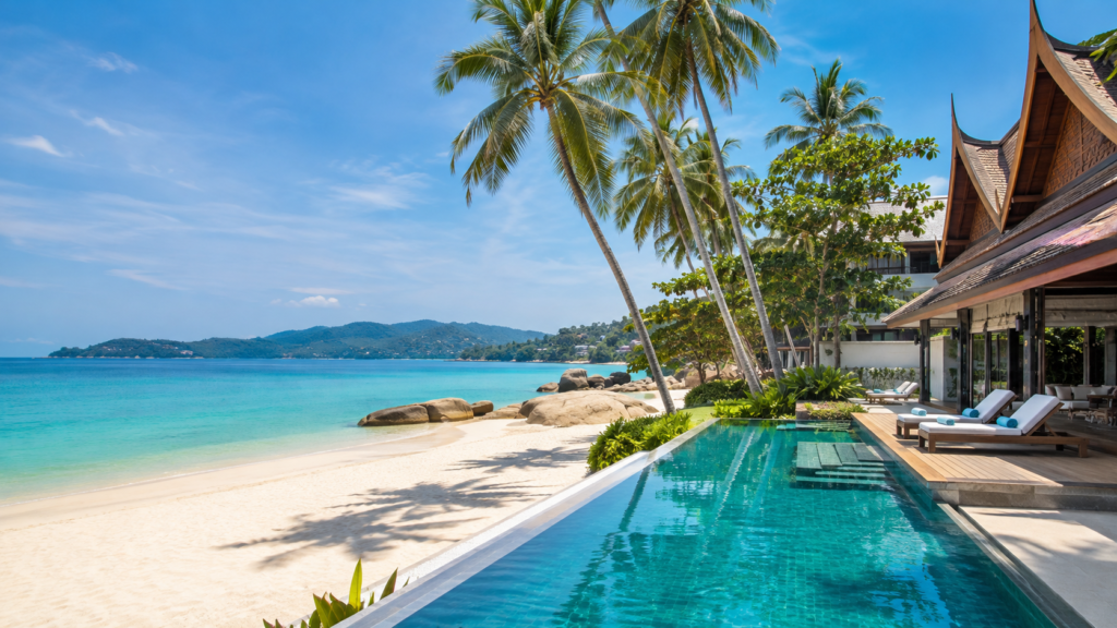 Luxury Phuket beach resort with infinity pool and tropical coastline